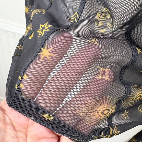 Noisy May Size M Top Sheer Celestial Zodiac Corset Mesh Long Sleeve Goth Witchy - Picture 8 of 15